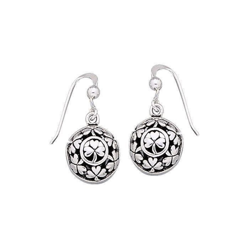 Irish Shamrock Round Ball Earrings solid .925 Sterling Silver Peter Stone - new